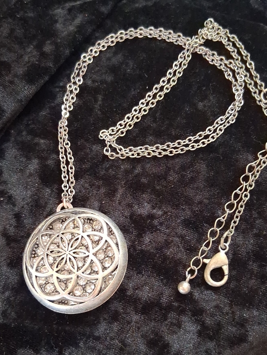 flower of life Jewelry - Silver Floral Medallion Pendant Necklace - Women Jewelry 28 In L.